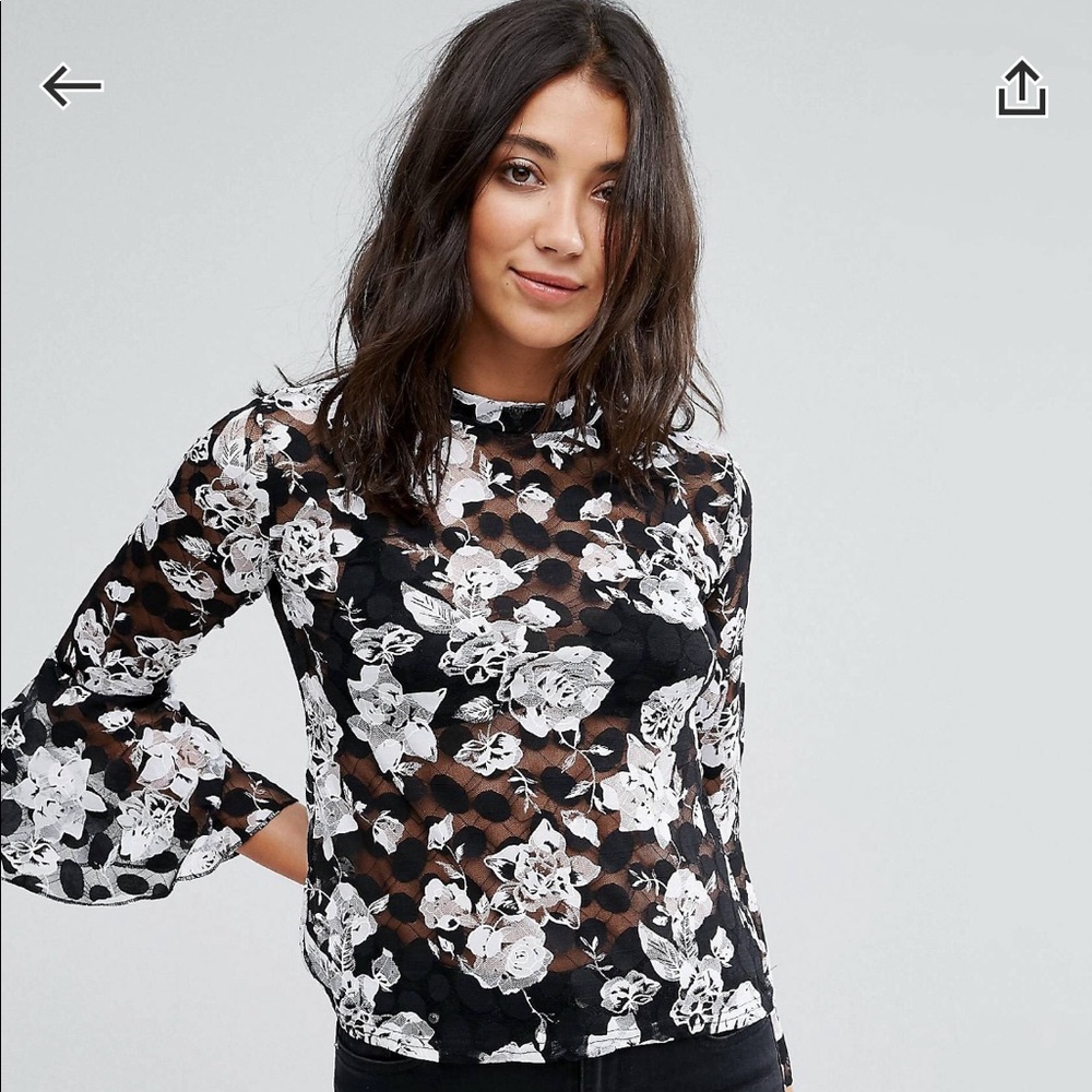 Black and white Floral Blouse 🌸🌸